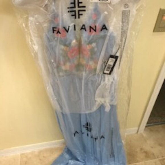 NWT Faviana 10000 Prom Dress Chiffon Blue Size 0 - Picture 7 of 8
